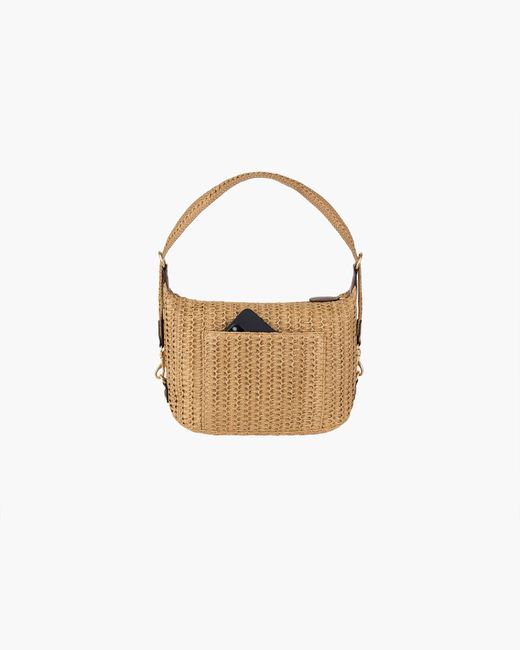 Eric Javits Black Woven Raffia Hobo Bag With Leather Trim