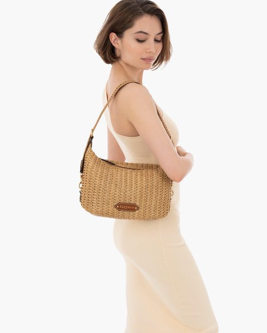 Eric Javits Black Woven Raffia Hobo Bag With Leather Trim