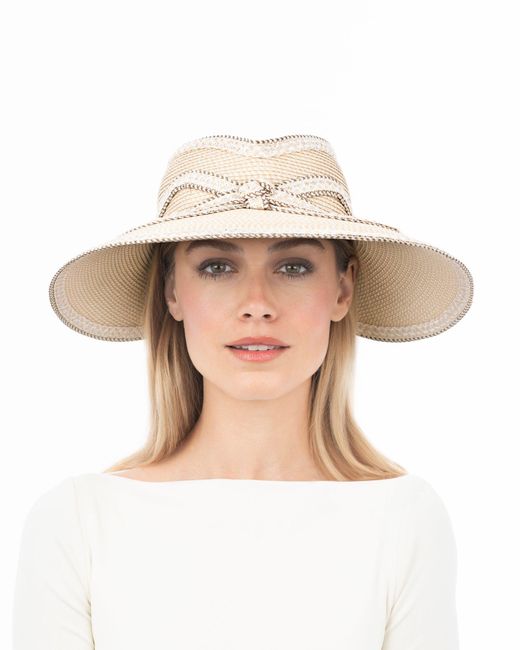 ERIC JAVITIS “Squishee” Natural Straw White Ribbon UPF 50+ Packable Bucket Hat Eric Javits Squishee Straw Sun Visor With Bow in White | Lyst main image 4