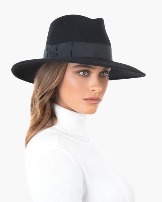 Eric Javits Black Wool Zora Felt Fedora Hat For