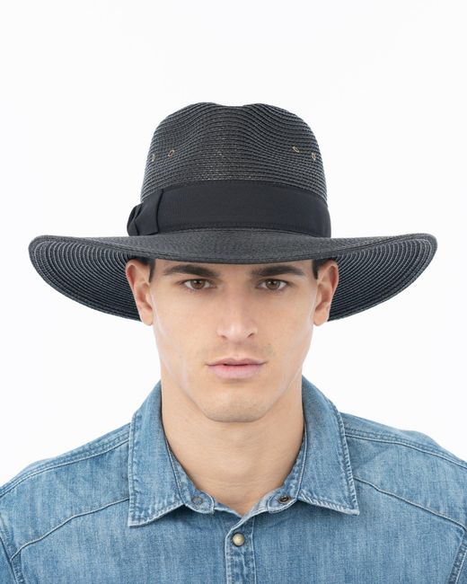 Eric Javits White Packable Signature Fedora Straw Hat For