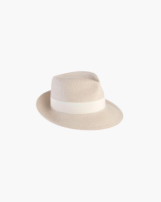 Eric Javits White Squishee Classic Fedora For Straw