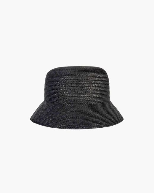 Eric Javits Black Packable Squishee Straw Bucket Hat, Upf 50+ Sun Protection