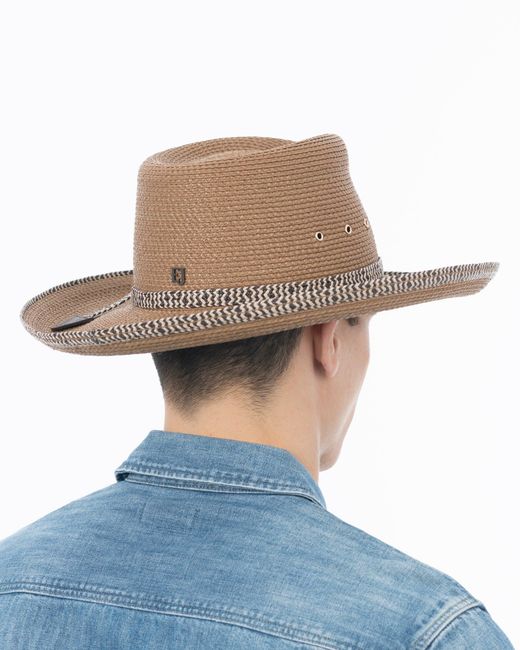 Eric Javits Brown Squishee Straw Hat, Adjustable Fit, Upf 50