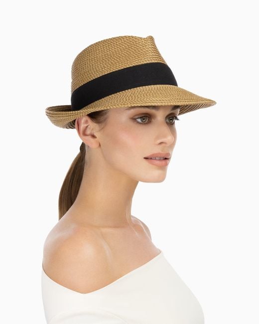 Eric Javits White Squishee Classic Fedora For Straw Hat