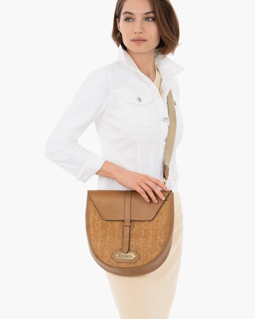 Eric Javits White Palm Pouch Woven Raffia Straw Messenger Bag