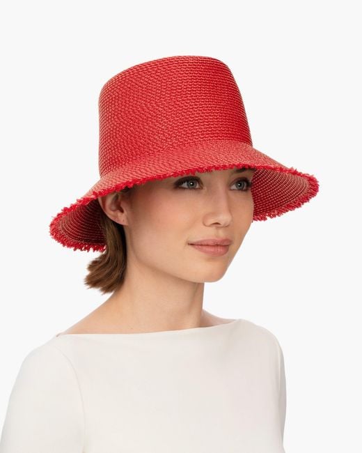 Eric Javits Red Squishee Bucket Straw Hat, Limited Edition, Upf 50+ Sun Protection