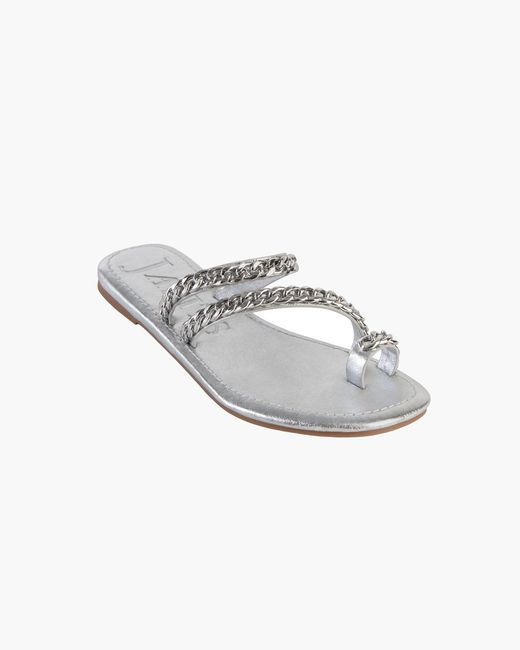 Eric Javits White Chainmi Toe Loop Sandal, For Leather