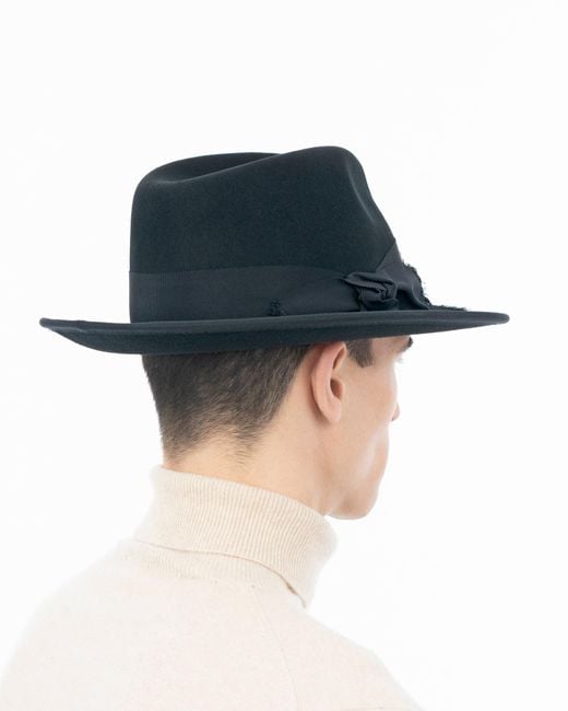 Eric Javits Black Tyler Fedora Hat For
