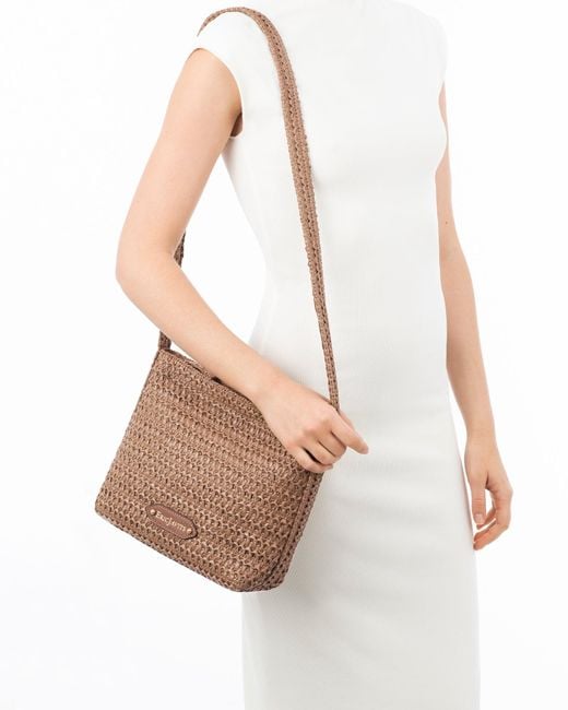 Eric Javits Brown Lil Koko Woven Raffia Crossbody Bag For