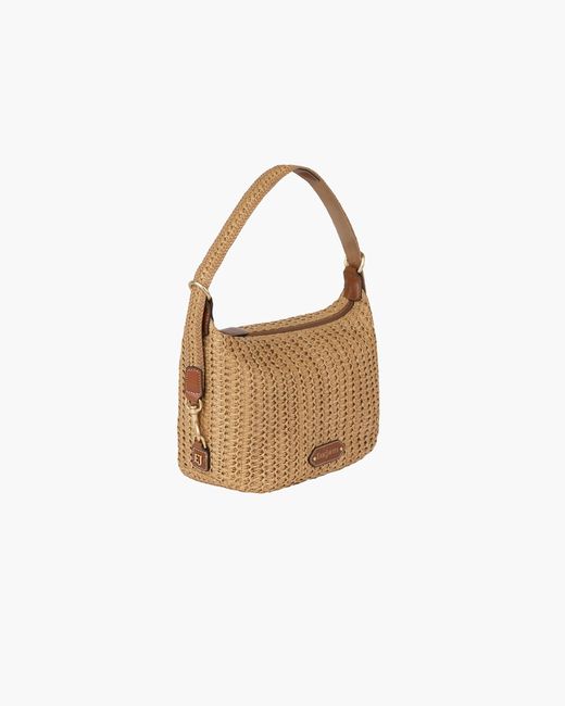 Eric Javits Black Woven Raffia Hobo Bag With Leather Trim