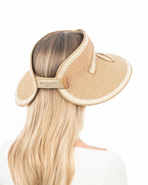 Eric Javits Squishee Straw Sun Visor With Bow in White | Lyst display picture 1
