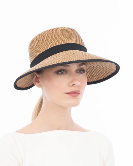 Eric Javits White Luxury Squishee Straw Visor, Adjustable Fit, Upf Rated, 4