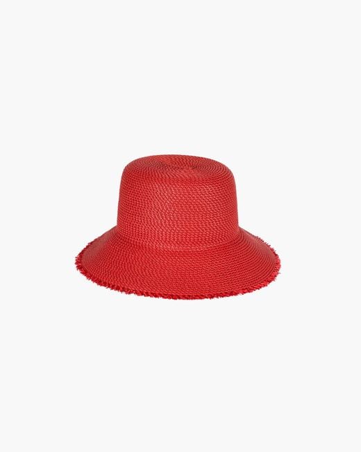 Eric Javits Red Squishee Bucket Straw Hat, Limited Edition, Upf 50+ Sun Protection