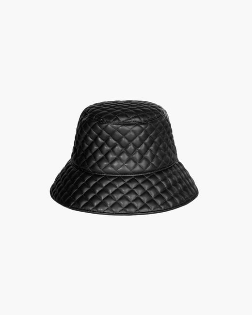 Eric Javits Black Quilty Bucket Hat For Leather, Water-Repellent, Lightweight, Made