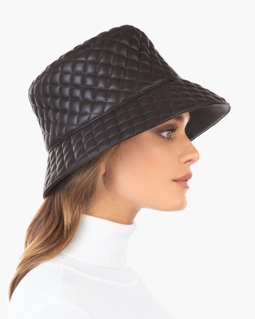 Eric Javits Black Quilty Bucket Hat For Leather, Water-Repellent, Lightweight, Made