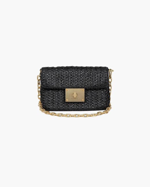 Eric Javits Black Lil Cherie Handbag – Patented Squishee Straw, Leather, Crossbody Option, Zip Closure