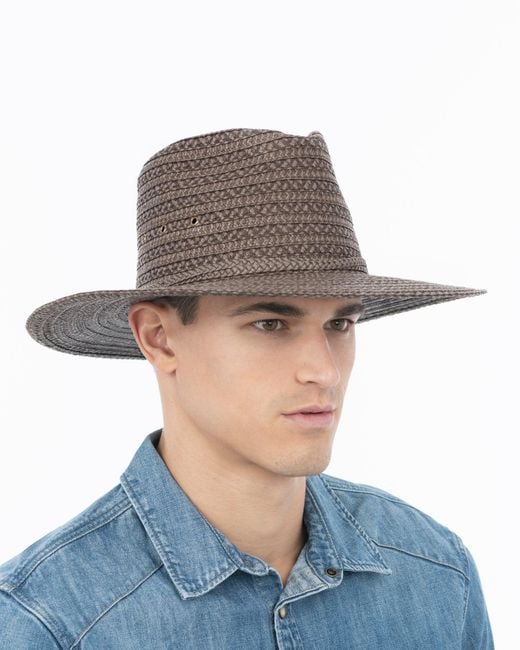 Eric Javits Blue Luxury Squishee Straw Fedora, Upf 50+ Sun Protection, Adjustable Fit