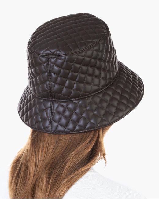 Eric Javits Black Quilty Bucket Hat For Leather, Water-Repellent, Lightweight, Made