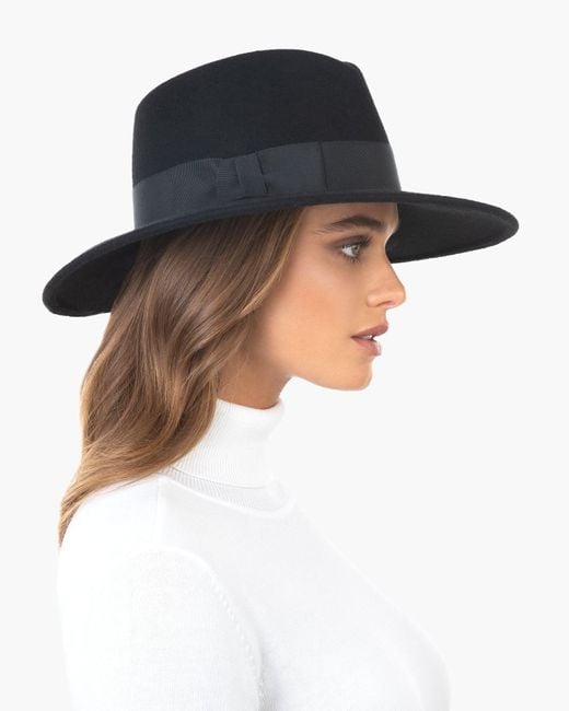 Eric Javits Black Wool Zora Felt Fedora Hat For