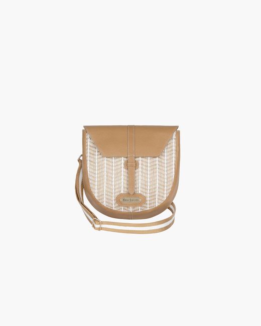 Eric Javits White Palm Pouch Woven Raffia Straw Messenger Bag