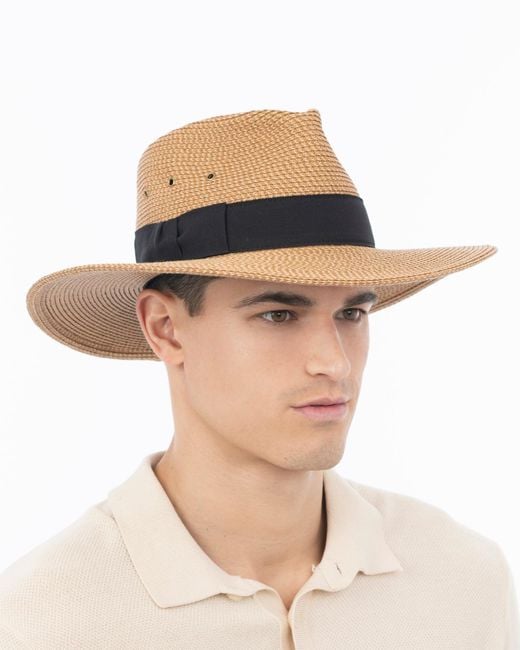 Eric Javits White Packable Signature Fedora Straw Hat For