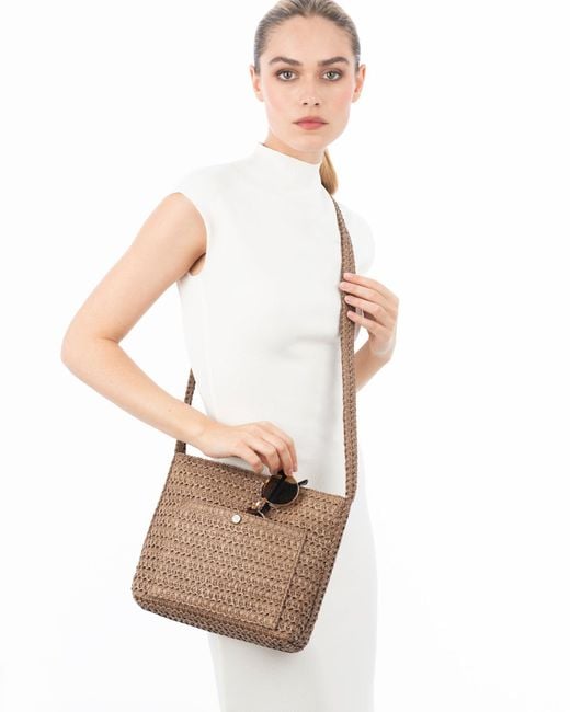 Eric Javits Brown Lil Koko Woven Raffia Crossbody Bag For