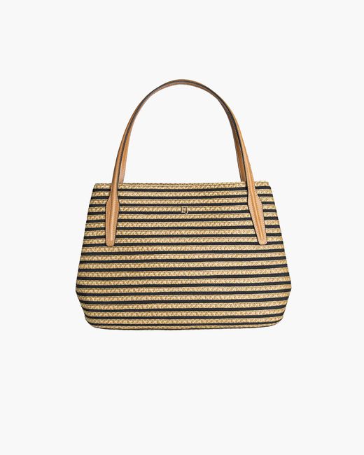 Eric Javits White Squishee Isla Straw Bag – Leather Handles, Magnetic Snap Closure, Laptop Pocket