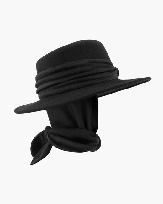 Eric Javits Black Hand-Blocked Wool Felt Fedora With Double-Faced Merino Wool Scarf For
