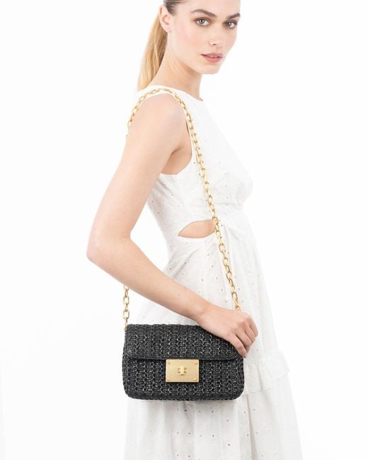 Eric Javits White Lil Cherie Woven Raffia Crochet Handbag For