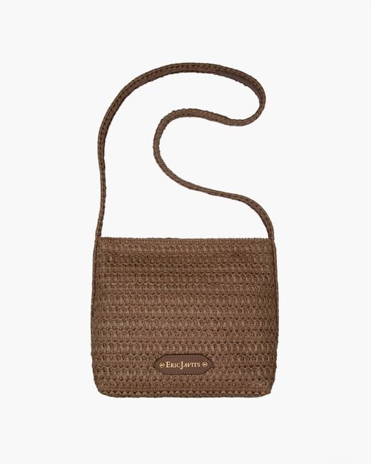 Eric Javits Brown Lil Koko Woven Raffia Crossbody Bag For