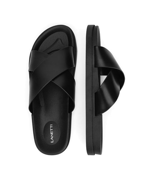Lanetti Pantoletten Myl--01 in Black für Herren