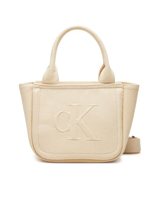 Calvin Klein Natural Handtasche Summer Canvas Mini Tote Lv04K3160G