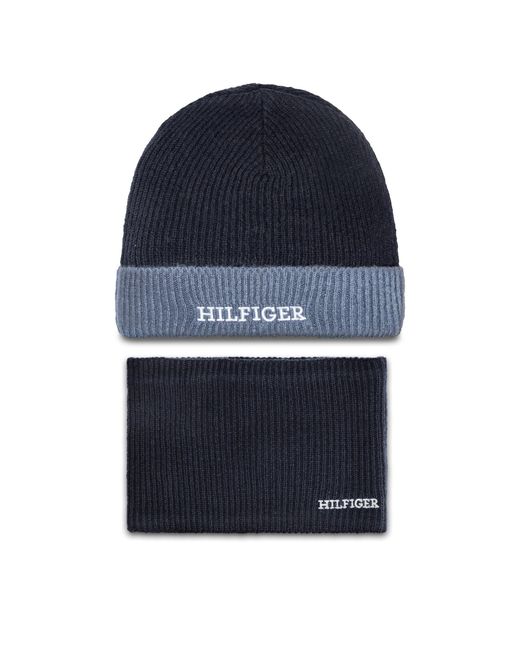 Tommy Hilfiger Blue Set Mütze Und Loop-Schal Au0Au01938
