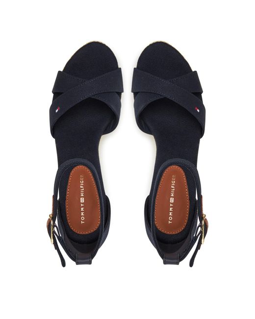 Tommy Hilfiger Blue Sandalen Flag High Wedge Espad Crisscross Fw0Fw08661