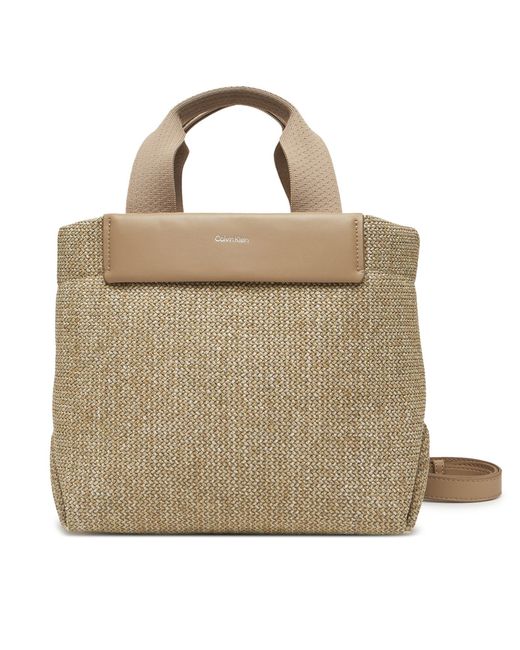 Calvin Klein Metallic Handtasche Ck Raffia Small Tote Crossbody K60K613026