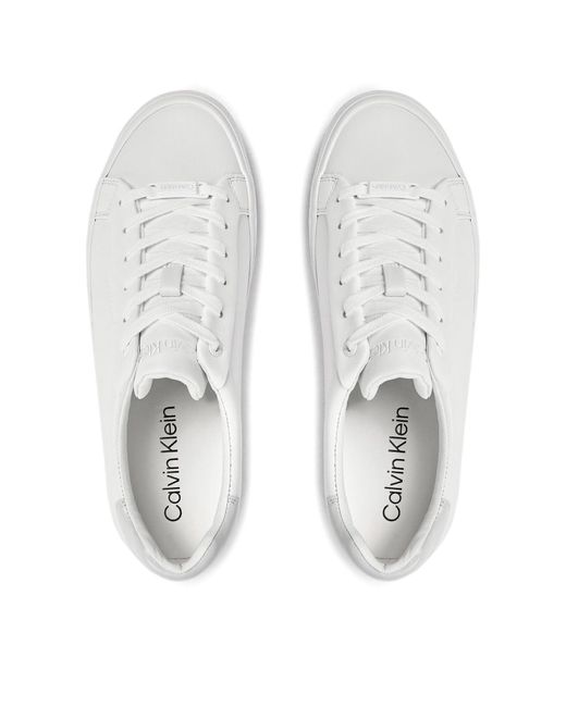 Calvin Klein White Sneakers Vulc Lace Up Nano Fox-Lth Hw0Hw01066 Weiß