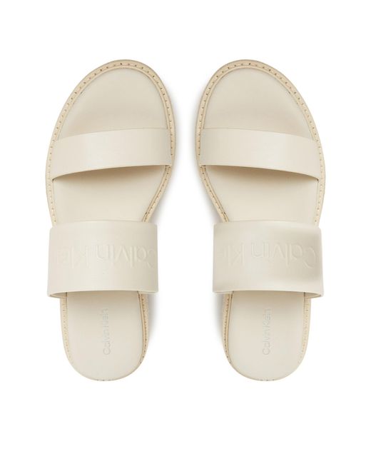 Calvin Klein White Espadrilles Flatform Wedge Slide