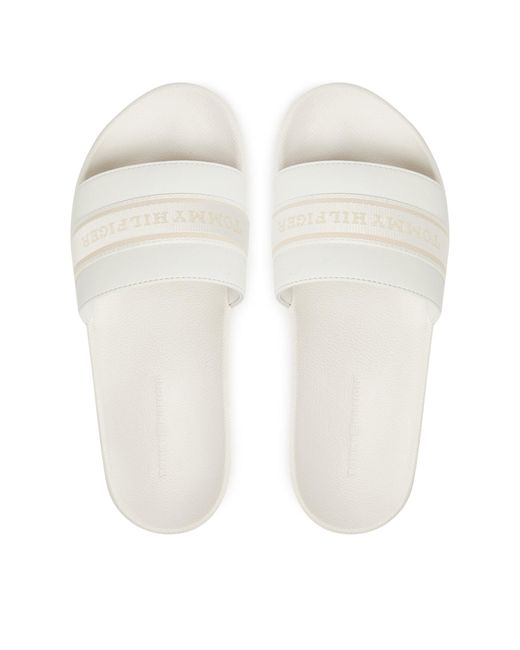 Tommy Hilfiger White Pantoletten Hilfiger Poolside With Webbing Fw0Fw08529