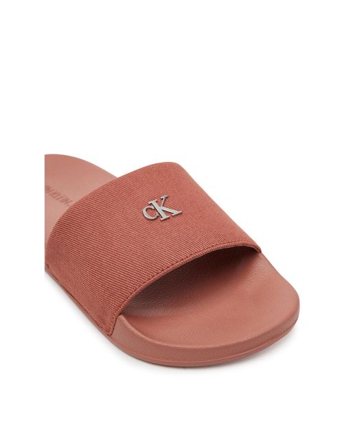 Calvin Klein Pink Pantoletten Slide Monogram Hardware Yw0Yw01713