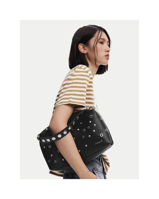 Desigual Black Schwarze Handtasche Mit Reißverschluss