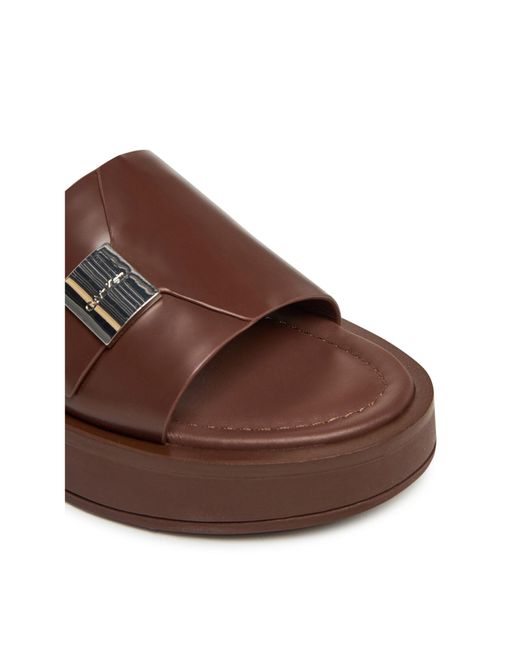 Calvin Klein Brown Pantoletten Flatform Slide W/Ck Hw