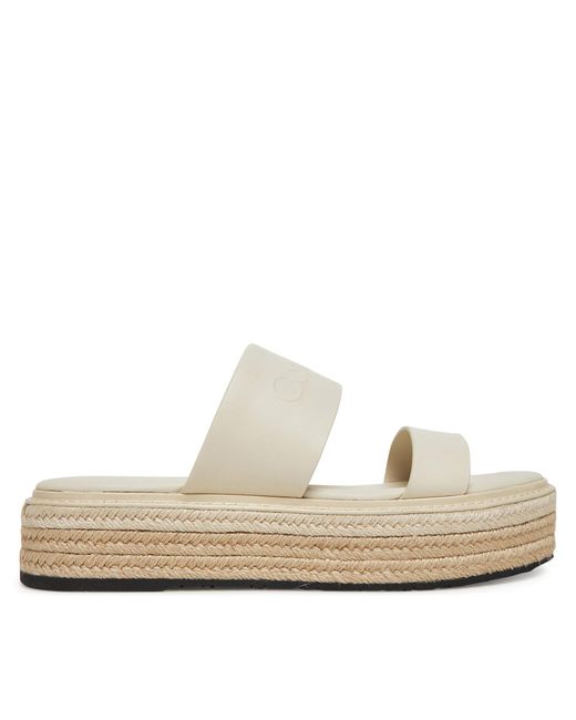 Calvin Klein White Espadrilles Flatform Wedge Slide