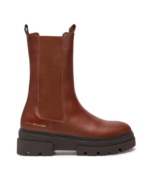 Tommy Hilfiger Brown Klassische Stiefeletten Monochromatic Chelsea Boot Fw0Fw06730