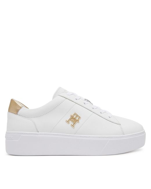 Tommy Hilfiger White Sneakers Platform Court Sneaker Metallics Fw0Fw08648