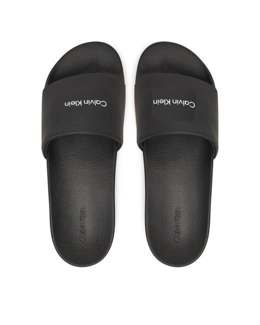 Calvin Klein Pantoletten Pool Slide W/ Ck Square Hm0Hm01754 in Black für Herren