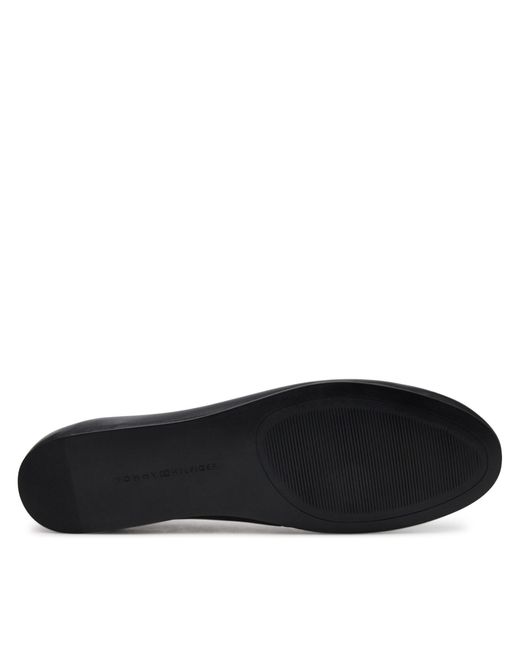 Tommy Hilfiger Black Ballerinas Th Hardware Leather Ballerina Fw0Fw08654