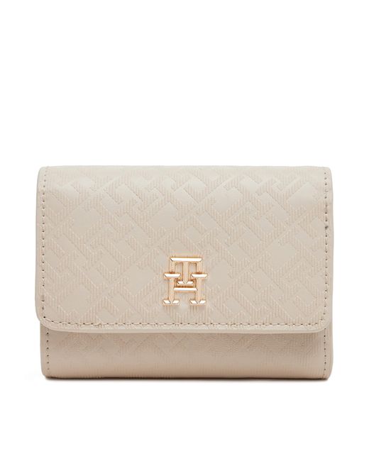 Tommy Hilfiger Natural Große Damen Geldbörse Th Distinct Trifold Wallet Mono Aw0Aw17257