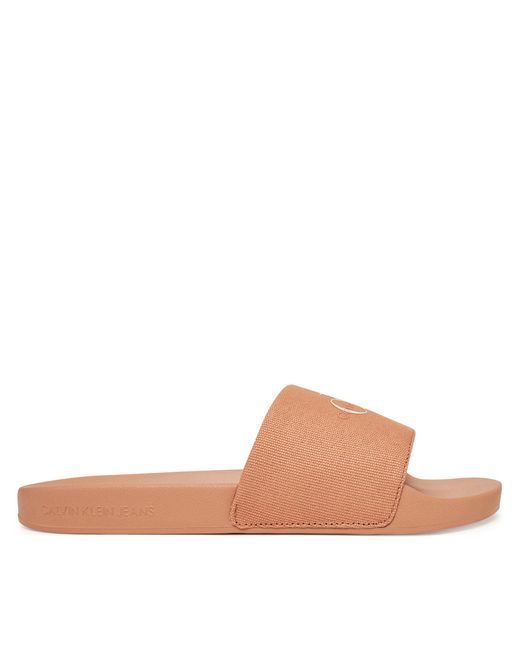 Calvin Klein Brown Pantoletten Slide Monogram Wn Yw0Yw01835