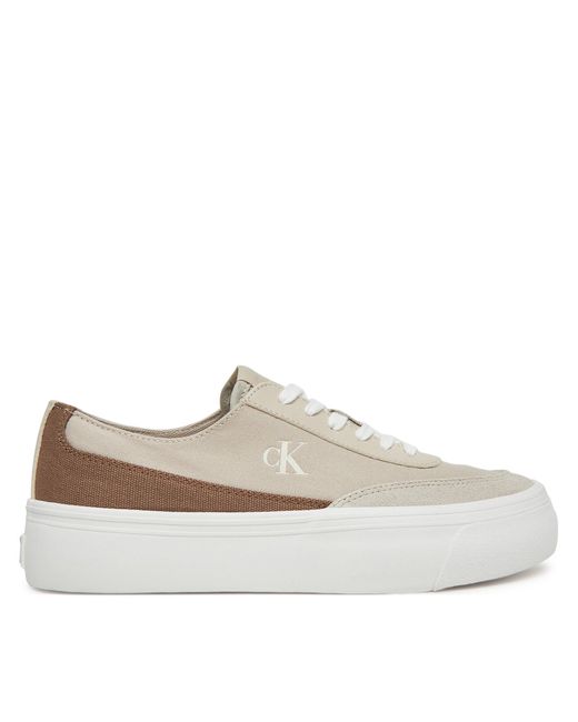 Calvin Klein Brown Sneakers Vulc Flatform Low Cv Mix Mg Yw0Yw01770